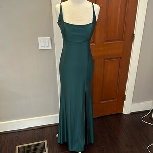 Forest green evening gown
